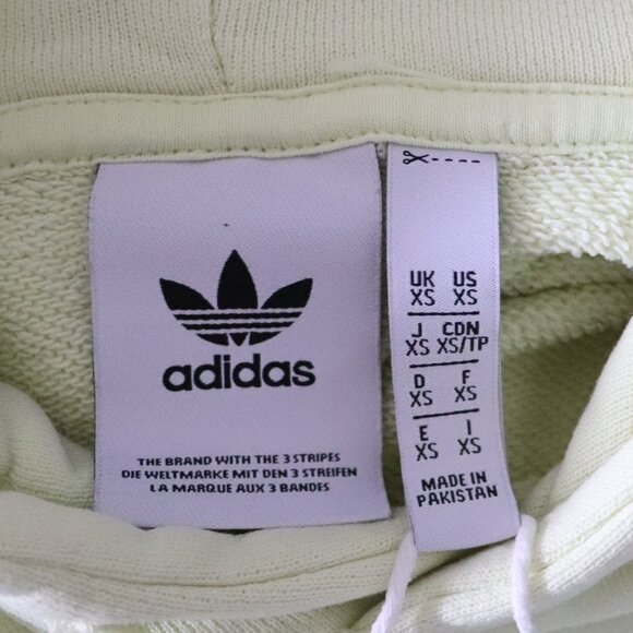 Adidas Yellow Sz XS Womens Cotton Hooded Pullover Drawstring Pocket Sweater - Picture 10 of 12